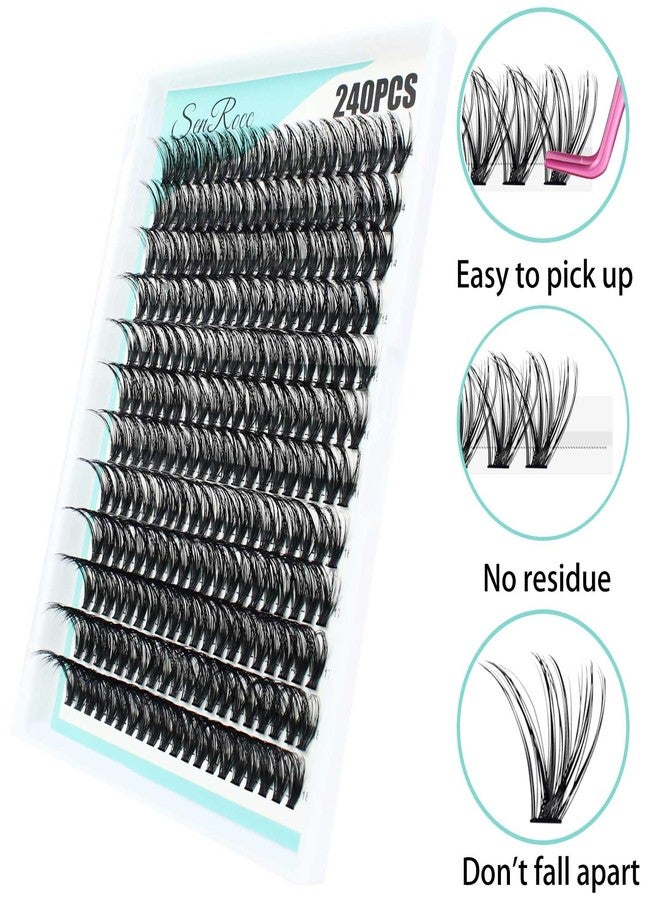 SenRocc Individual Lashes 14-18mm 240pcs Cluster Lashes D Curl Natural Look Mixed Tray DIY Eyelash Extension Volume Lash Clusters Eyelashes Long 0.07 Individual Lash Extensions (40D-0.07D-14-18mm) - Image 4
